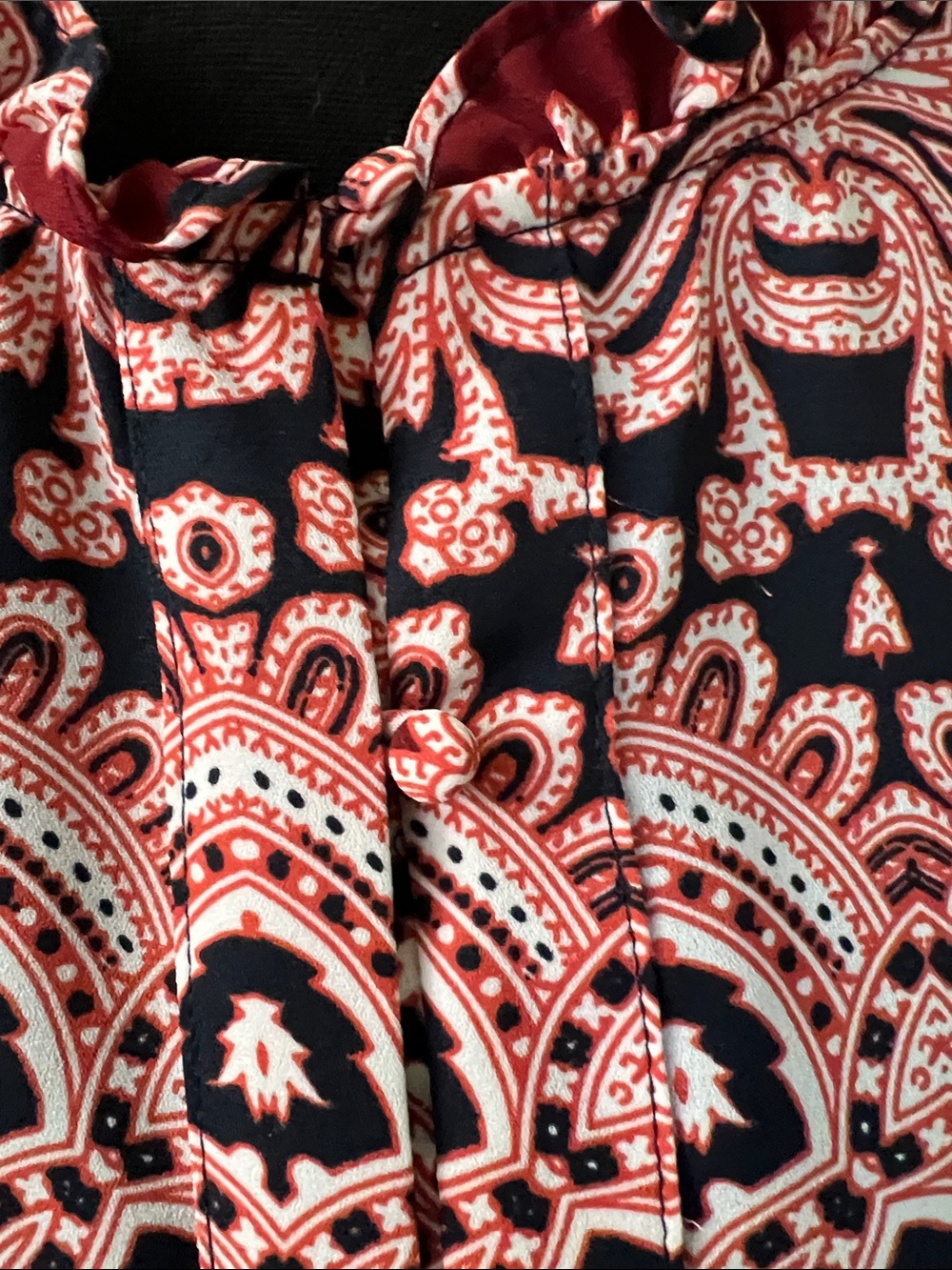 The Limited Burgundy & Pink Printed Ruffle Neck Blouse - Picture 3 of 10